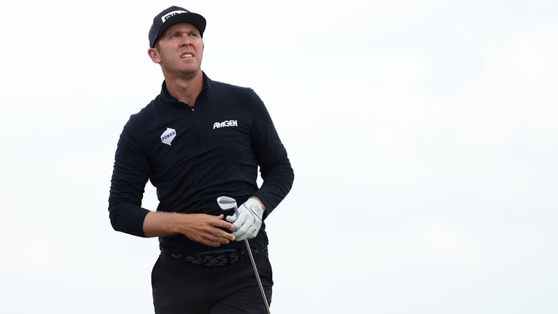 Seamus Power watches his shot from the 10th tee during the second round