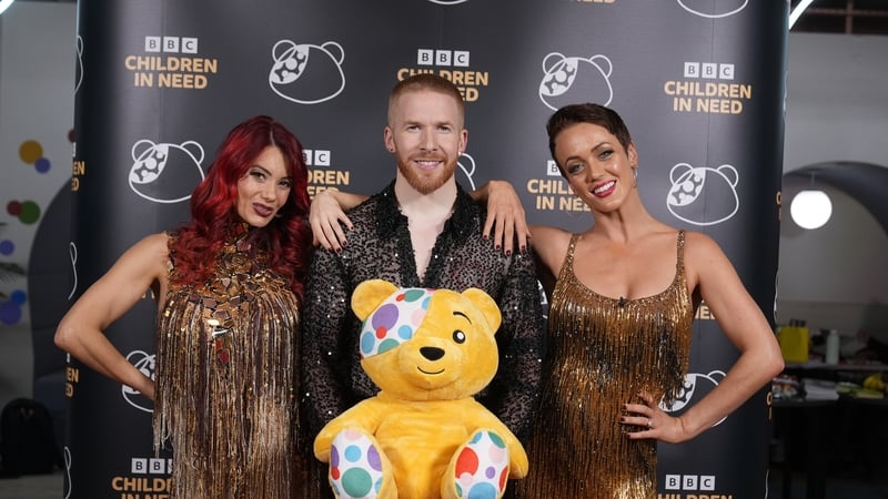 Strictly Come Dancing's Diane Buswell (left), Neil Jones and Lauren Oakley, arrive for BBC Children in Need at MediaCity in Salford. PA Photo. Photo credit: Peter Byrne/PA Wire