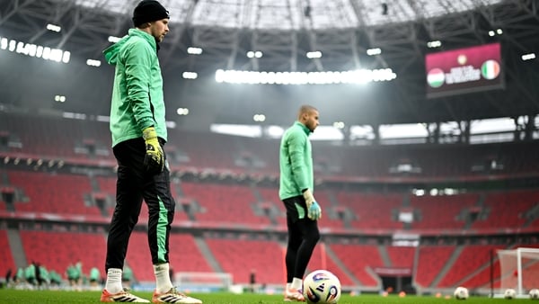 15 November 2025; Goalkeeper Caoimhin Kelleher during a Republic of Ireland training session at Puskás Aréna in Budapest, Hungary. Photo by Stephen McCarthy/Sportsfile