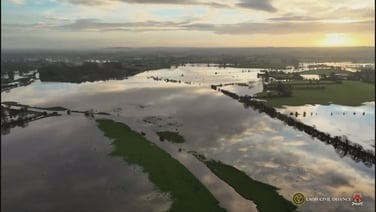 Drone footage shows Portarlington flooding after heavy rainfall