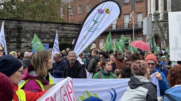 Crowds demonstrate at climate march in Dublin