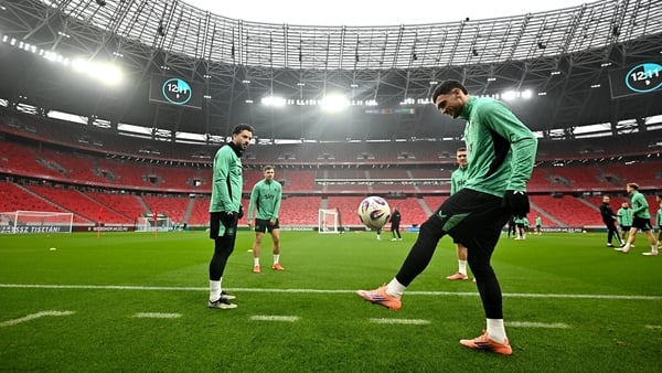 15 November 2025; Troy Parrott during a Republic of Ireland training session at Puskás Aréna in Budapest, Hungary. Photo by Stephen McCarthy/Sportsfile
