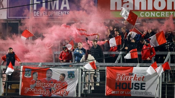 15 November 2025; Athy supporters before the AIB Leinster GAA Football Senior Club Championship quarter-final match between Athy and Summerhill at Cedral St Conleth's Park in Newbridge, Kildare. Photo by Thomas Flinkow/Sportsfile