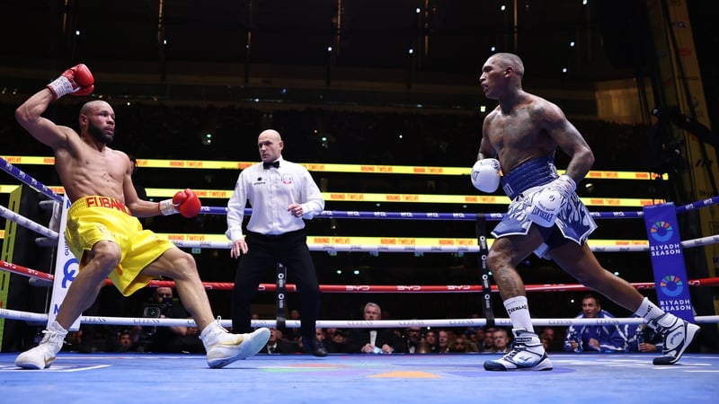 Conor Benn sends Chris Eubank Jr to the canvas at Tottenham Hotspur Stadium