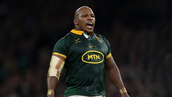 LONDON, ENGLAND - NOVEMBER 16: Bongi Mbonambi of South Africa reacts during the Autumn Nations Series 2024 match between England and South Africa at Allianz Stadium on November 16, 2024 in London, England. (Photo by Paul Harding/Getty Images)