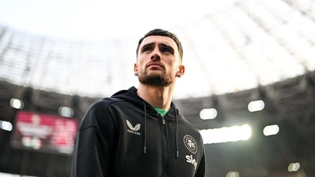 16 November 2025; Troy Parrott of Republic of Ireland before the FIFA World Cup 2026 Group F Qualifier match between Hungary and Republic of Ireland at Puskás Aréna in Budapest, Hungary. Photo by Stephen McCarthy/Sportsfile