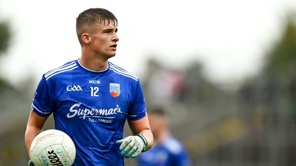 24 September 2023; Harry Plunkett of Tullamore during the Offaly County Senior Football Championship final match between Ferbane and Tullamore at Glenisk O'Connor Park in Tullamore, Offaly. Photo by Eóin Noonan/Sportsfile