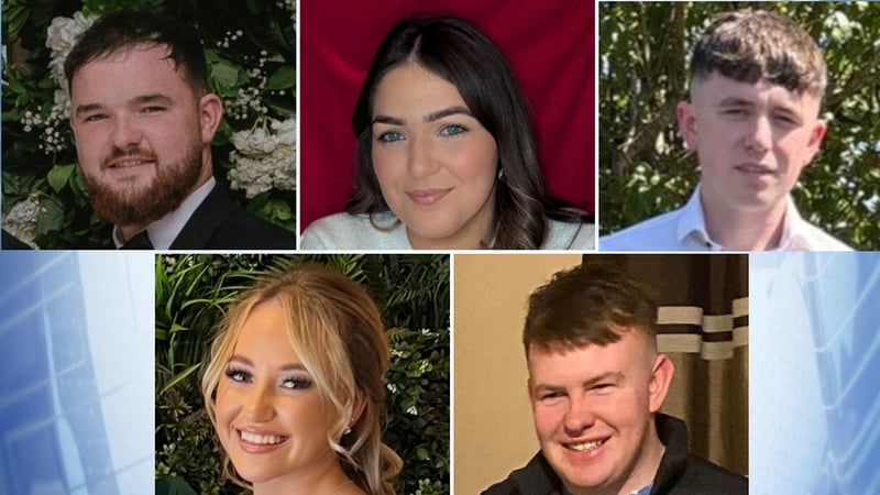 Friends (clockwise from top left) Alan McCluskey, Chloe McGee, Shay Duffy, Dylan Commins and Chloe Hipson died in the crash
