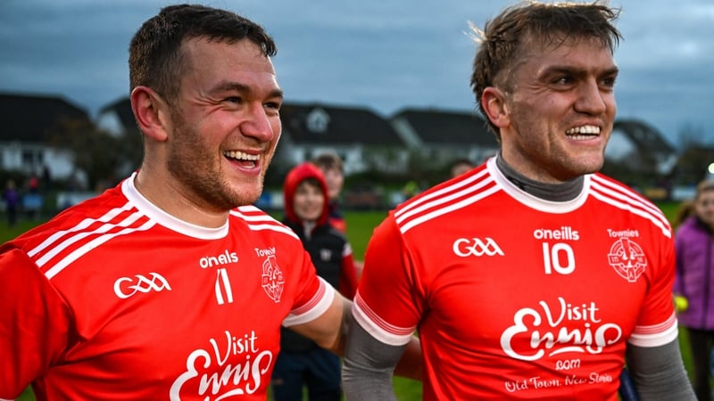 David Reidy and Shane O'Donnell celebrate Éire Óg's win