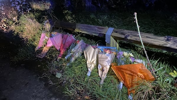 Flowers at the scene of the crash in Co Louth
