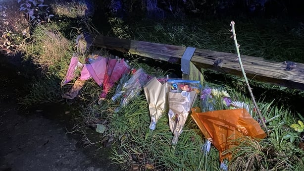 Flowers at the scene of the crash in Co Louth