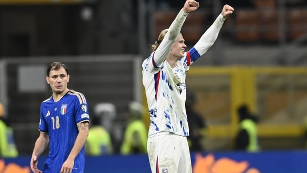 Erling Haaland of Norway celebrates his goal during the FIFA World Cup 2026 qualifier match between Italy and Norway at San Siro Stadium on November 16, 2025 in Milan, Italy.