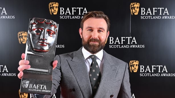 James McArdle poses with the Actor Film/Television Award for Four Mothers during the 2025 BAFTA Scotland Awards held at DoubleTree by Hilton Glasgow Central on 16 November, 2025