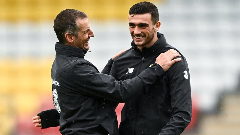 Jim Crawford (L) with Troy Parrott during Republic of Ireland U21s training session back in November 2020