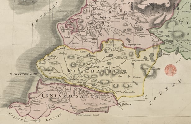 Map of Co. Donegal, showing Ballyshannon and indicating the sandbar, 1801, by William McCrea (British Library)