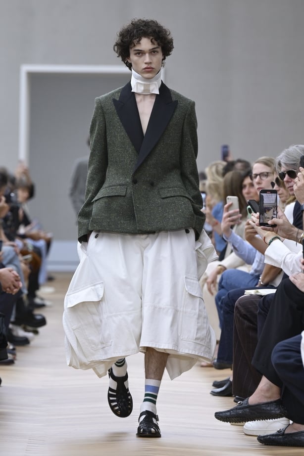 Model on the runway at the Dior Homme show as part of Paris Men's Fashion Week on June 27, 2025 in Paris, France. (Photo by Giovanni Giannoni/WWD via Getty Images)