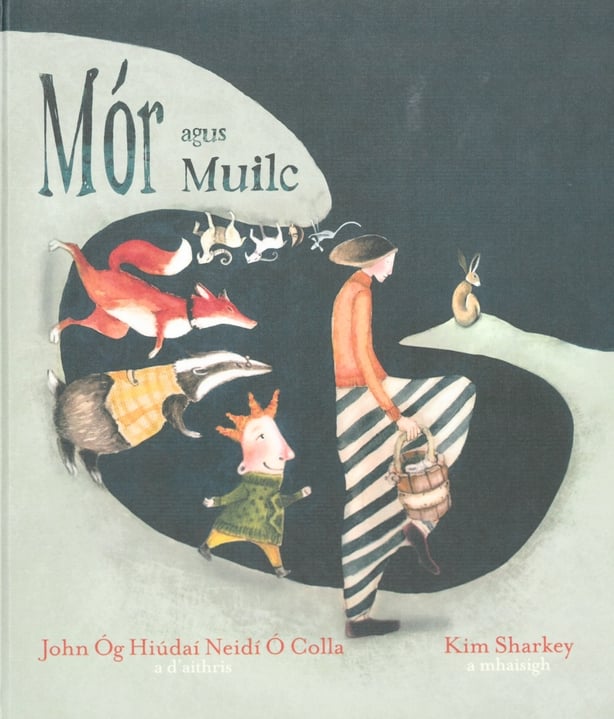 A book cover with characters and the text Mor agus Muilc