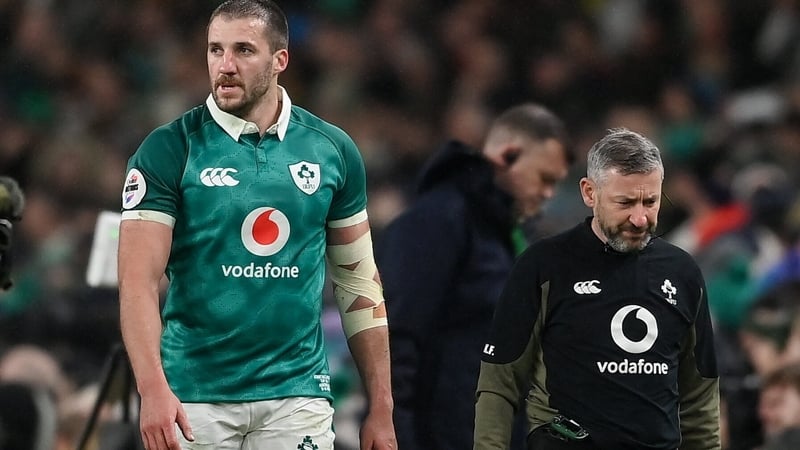 Stuart McCloskey leaves the field during Ireland's win over Australia