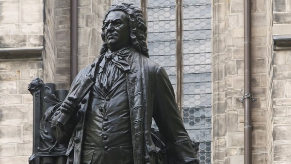 Johann Sebastian Bach Statue in front of St Thomas's Church, Leipzig in Germany