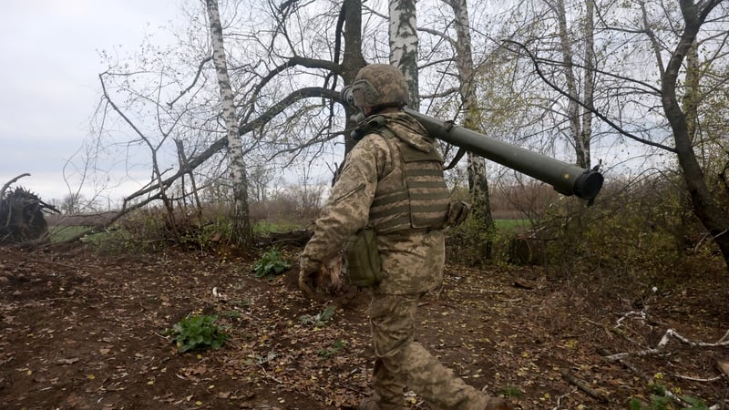 A soldier from Ukraine's anti-aircraft missile artillery on combat duty in the Kharkiv region earlier this month