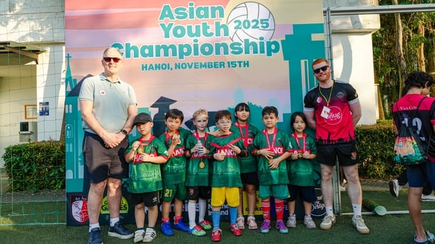 Coaches and young players are pictured at the Asian Youth Championship in Vietnam