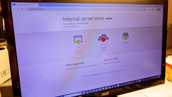 Computer screen displaying a Cloudflare Error while attempting to access a webpage, during an outage of the Cloudflare service, Lafayette, California, November 18, 2025. (Photo by Smith Collection/Gado/Getty Images)