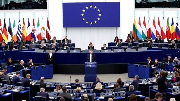 MEPs are seen in the chamber of the european parliament