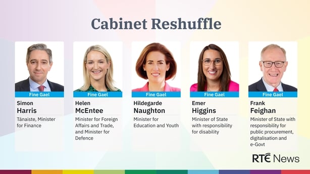 The Government's Cabinet reshuffle following Paschal Donohoe's departure from politics
