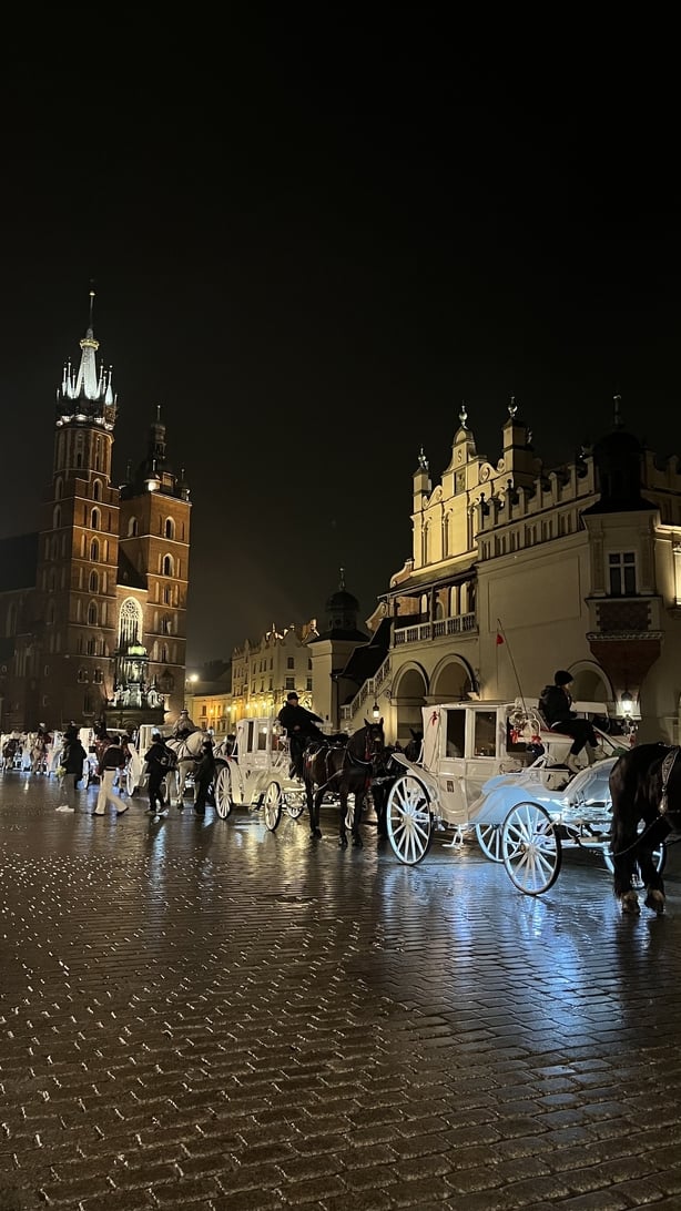 A photo of the main square in Krakow