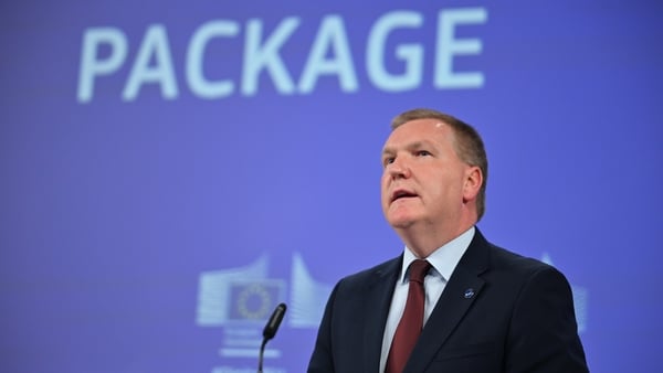 EU Commissioner for Economy and Efficiency, Implementation and Simplification and European Commissioner for Democracy, Justice, the Rule of Law and Consumer Protection Michael McGrath at a joint press conference on the Digital Simplification Package in Br