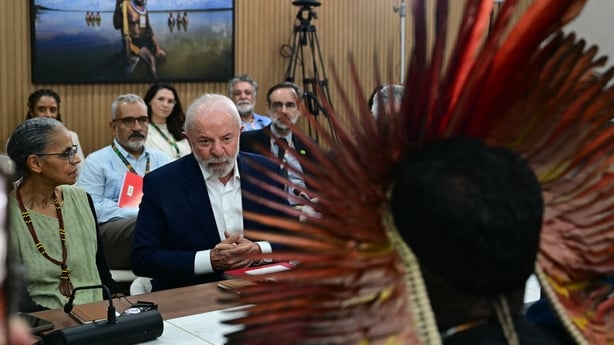 Brazil's President Luiz Inácio Lula da Silva speaks during a meeting with civil society member