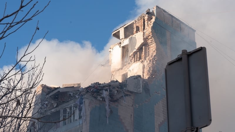 Damaged buildings in the Ukrainian city of Ternopil this week