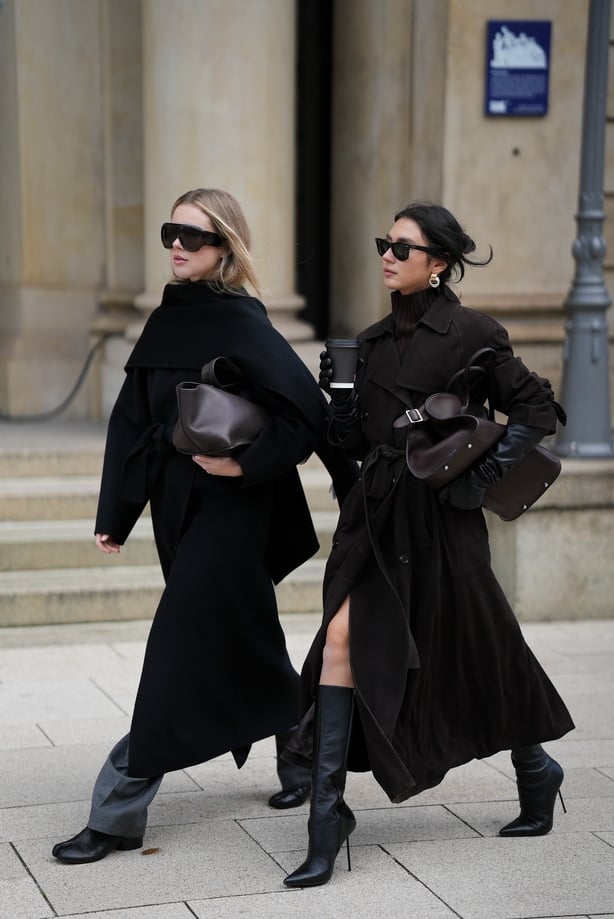 Milena Karl and Isabelle Hartmann wlking in Hamburg, Germany. 