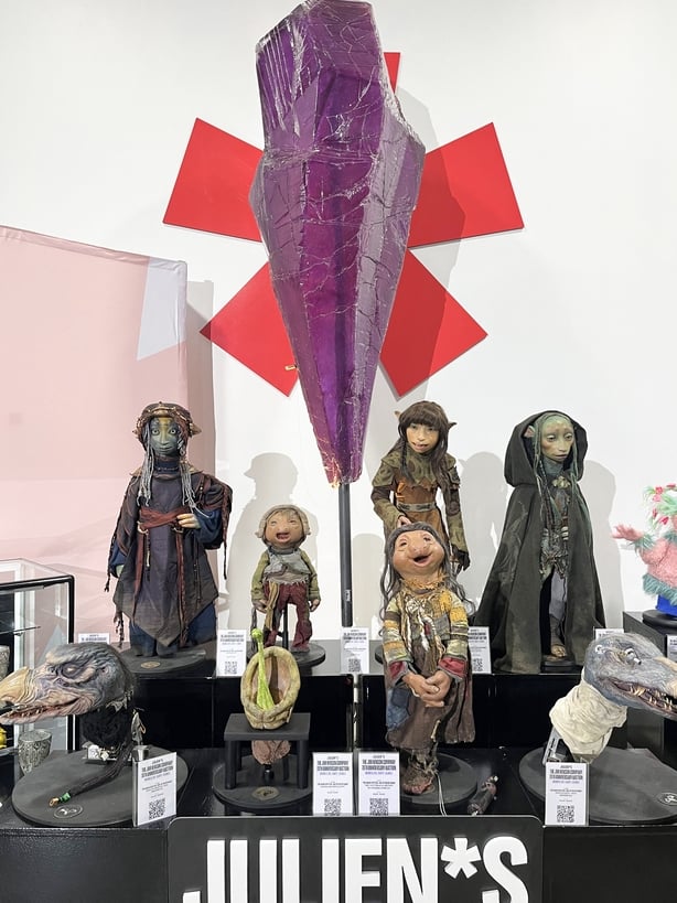 The Crystal of Truth full-size prop and puppets from The Dark Crystal: Age of Resistance on display during a preview of the Jim Henson Company 70 years anniversary auction at Julien's Auctions warehouse in Gardena, California