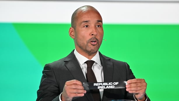 ZURICH, SWITZERLAND - NOVEMBER 20: Sweden former player Martin Dahlin shows the paper slip of Ireland during the 2026 FIFA World Cup Play-Off Tournament draw at the FIFA's Home of Football in Zurich, Switzerland on November 20, 2025. (Photo by Mustafa Yalcin/Anadolu via Getty Images)