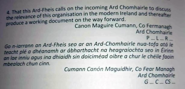 Republican Sinn Féin motion questioning the relevance of the organisation in today's Ireland