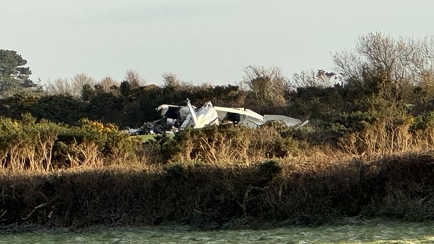 Photo from a plane crash in a field in Waterford
