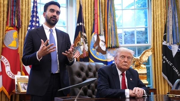 US President Donald Trump meets with New York City Mayor-elect Zohran Mamdani (L) in the Oval Office of the White House on 21 November 2025