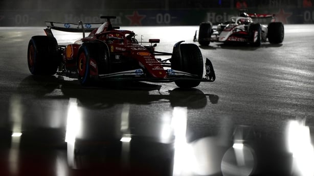 LAS VEGAS, NEVADA - NOVEMBER 21: Charles Leclerc of Monaco driving the (16) Scuderia Ferrari SF-25 on track during qualifying ahead of the F1 Grand Prix of Las Vegas at Las Vegas Strip Circuit on November 21, 2025 in Las Vegas, Nevada. (Photo by Alex Bierens de Haan/Getty Images)