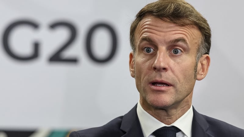 France's President Emmanuel Macron speaks during a press conference at a G20 summit in Johannesburg