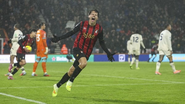 Enes Unal of Bournemouth celebrates after he scores a goal to make it 2-2 during the Premier League match between Bournemouth and West Ham United at Vitality Stadium on November 22, 2025 in Bournemouth, England. (Photo by Robin Jones - AFC Bournemouth/AFC