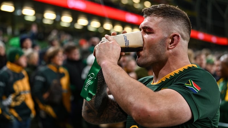 Malcolm Marx celebrates South Africa's win in Dublin and his Player of the Year award