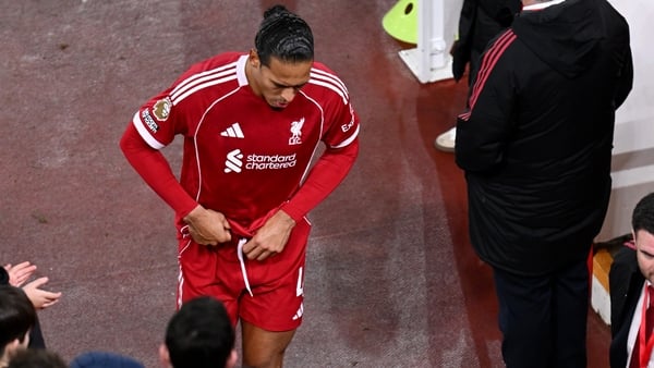 LIVERPOOL, ENGLAND - NOVEMBER 22: Virgil van Dijk of Liverpool leaves the pitch following defeat in the Premier League match between Liverpool and Nottingham Forest at Anfield on November 22, 2025 in Liverpool, England. (Photo by Liverpool FC/Liverpool FC