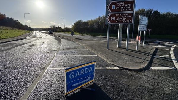 A garda sign on a road in Co Waterford