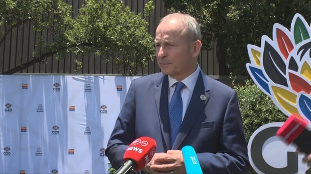 Micheal Martin speaking to media