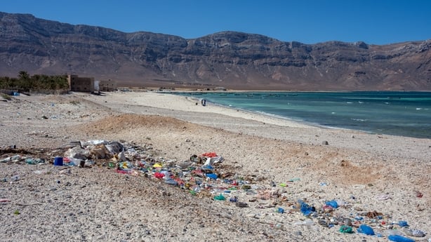 SOCOTRA ISLAND, YEMEN - OCTOBER 15: Discarded rubbish and waste lies on a beach on October 15, 2025 in Socotra, Yemen. Socotra island, sometimes referred to as the "Galapagos Islands" of the Indian Ocean, lies about 150 miles off the coast of the Horn of Africa and is home to 825 plant species, more
