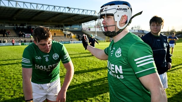 23 November 2025; TJ Reid of Shamrocks Ballyhale, right, celebrates with teammate Evan Shefflin after their side's victroy in the AIB Leinster GAA Hurling Senior Club Championship semi-final match between Shamrocks Ballyhale and Clough Ballacolla at UPMC Nowlan Park in Kilkenny. Photo by Sam Barnes/
