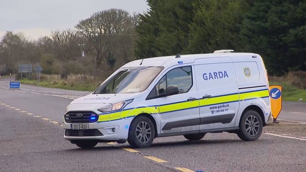 A view of a garda van at a crash scene in Gormanstown