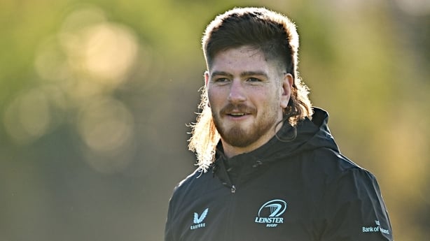 24 November 2025; Joe McCarthy during Leinster Rugby squad training at UCD in Dublin. Photo by Sam Barnes/Sportsfile
