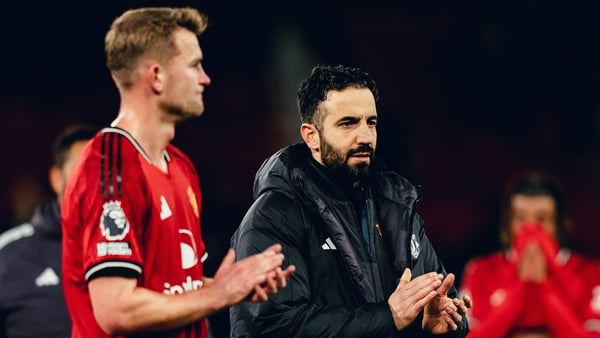 MANCHESTER, ENGLAND - NOVEMBER 24: Head Coach Ruben Amorim of Manchester United walks off after the Premier League match between Manchester United and Everton at Old Trafford on November 24, 2025 in Manchester, England. (Photo by Zohaib Alam - MUFC/Manche